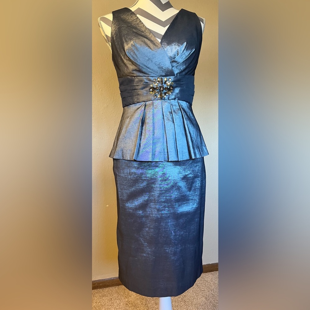 Eliza J Smoky Blue Cocktail Dress